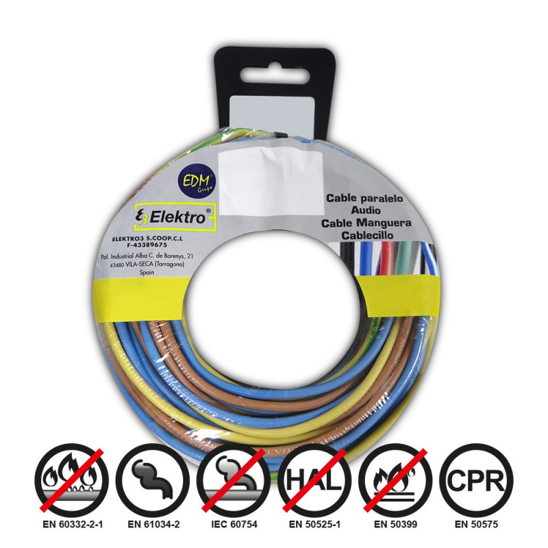Carrete cablecillo 1,5mm 3 cables (az-m-t) 10m x color 30 m