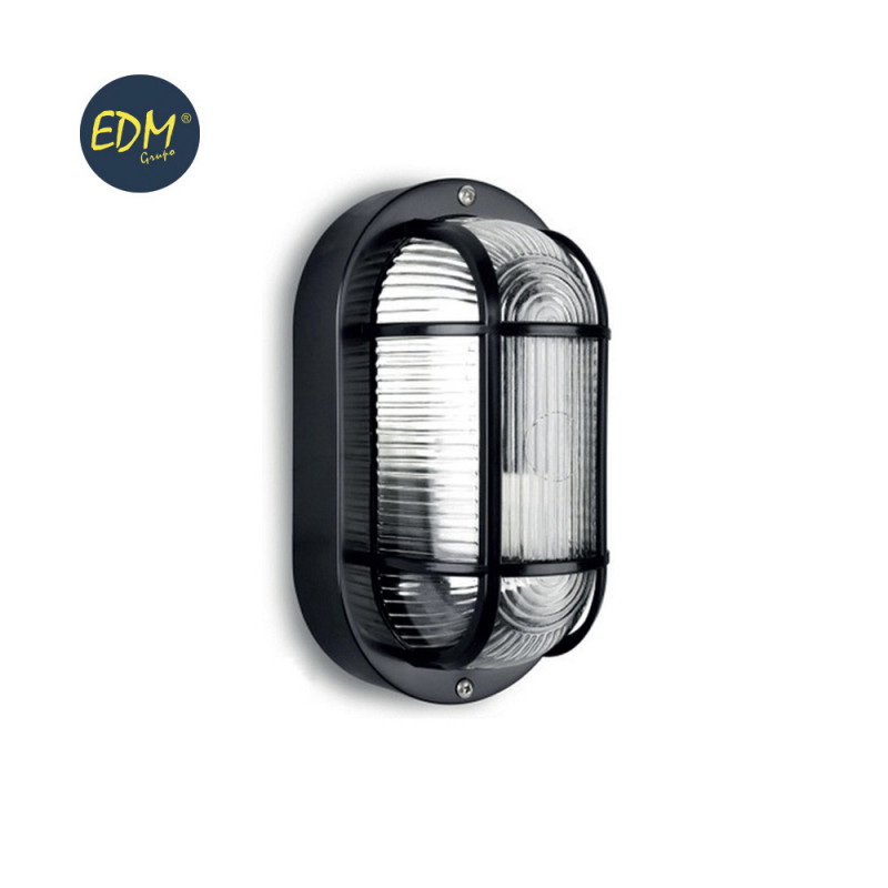 Aplique ip54 oval negro 1xe27 40w 20x11,3 cm mod. ovalo tarragona ø27 cm Aplique ip54 oval negro 1xe27 40w 20x11,3 cm mod. ovalo tarragona ø27 cm