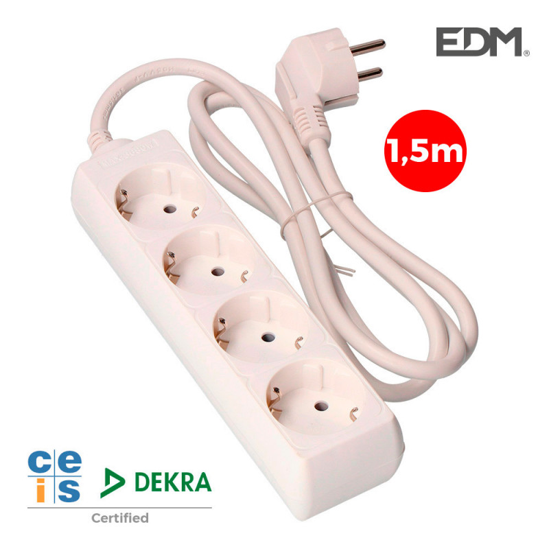 Base multiple 4 tomas schuko 1,5m 3x1,5mm Base multiple 4 tomas schuko 1,5m 3x1,5mm