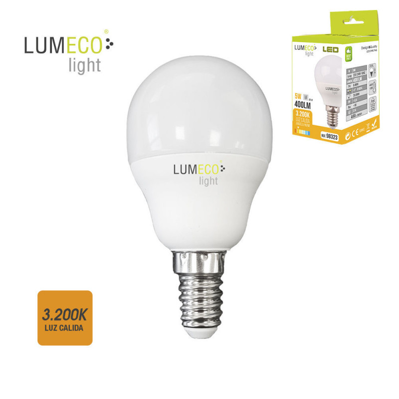 Bombilla esferica led - e14 - 5w - 400 lumens - 3200k - luz calida - lumeco Bombilla esferica led - e14 - 5w - 400 lumens - 3200k - luz calida - lumeco