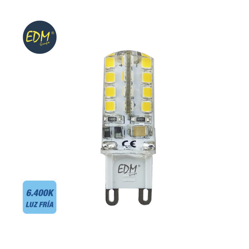 Bombilla g-9 220-240v led 2,5w 200 lumens 6.400k luz fria serie silicona edm Bombilla g-9 220-240v led 2,5w 200 lumens 6.400k luz fria serie silicona edm