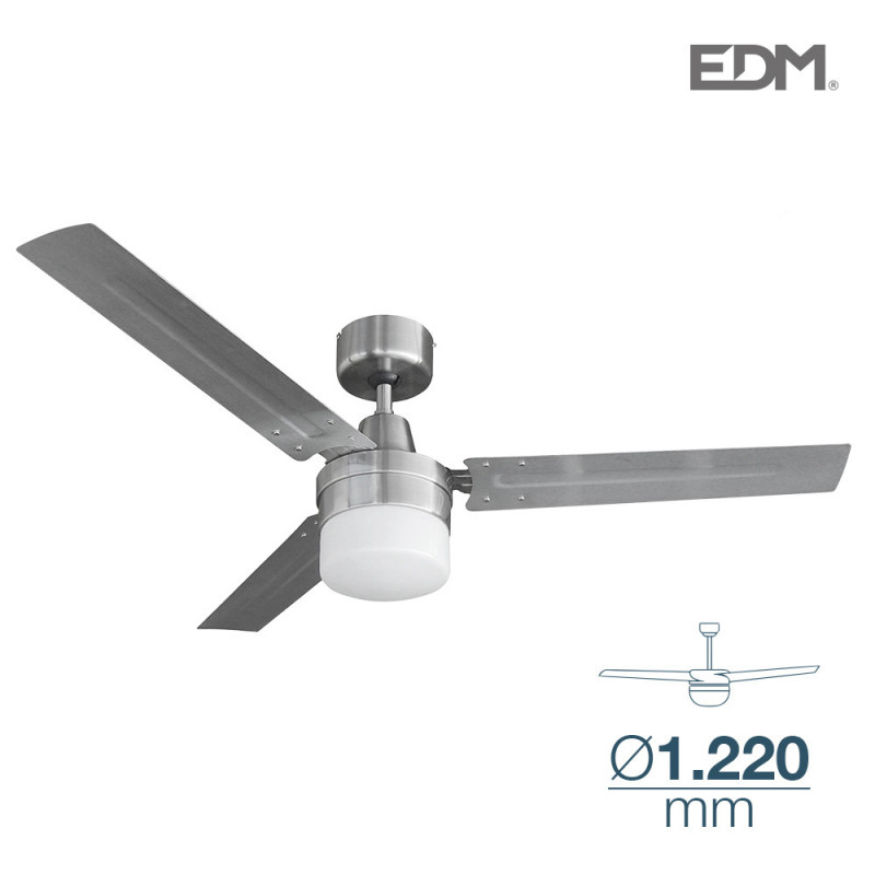 Ventilador de techo modelo bering 60w ø122cm mando de pared cromo 120m3/min edm Ventilador de techo modelo bering 60w ø122cm mando de pared cromo 120m3/min edm