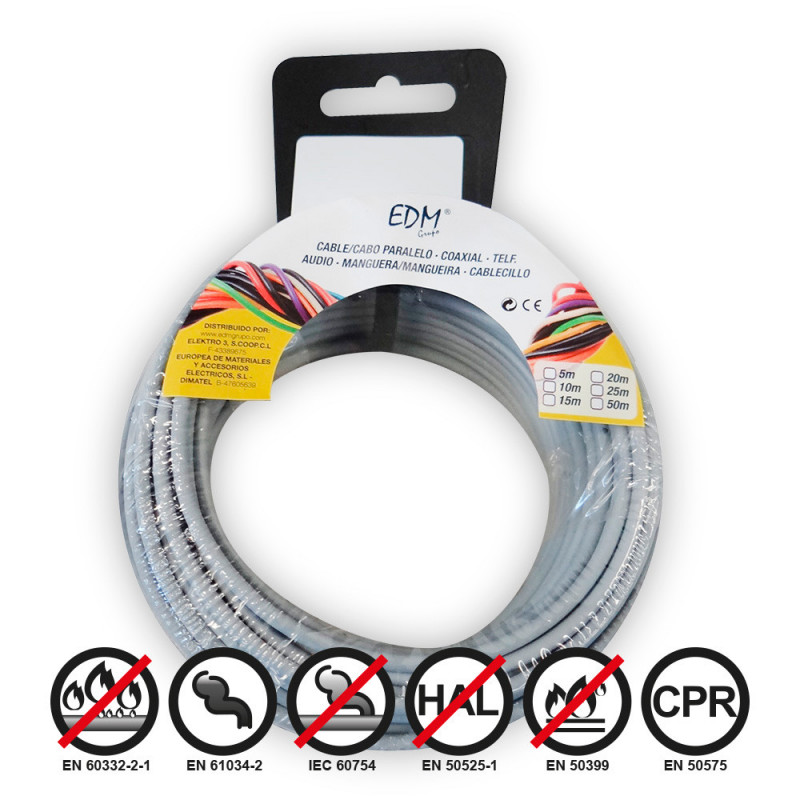Carrete cablecillo flexible 2,5mm gris 10mts libre-halogeno