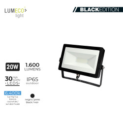 Foco proyector led  20w 6400k 1600 lumens "black edition" lumeco