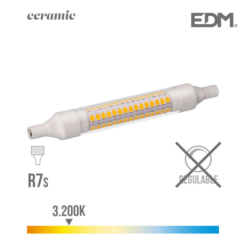 Bombilla lineal led 118mm 9w 3200k 230v 1100 lumens con base ceramica edm Bombilla lineal led 118mm 9w 3200k 230v 1100 lumens con base ceramica edm