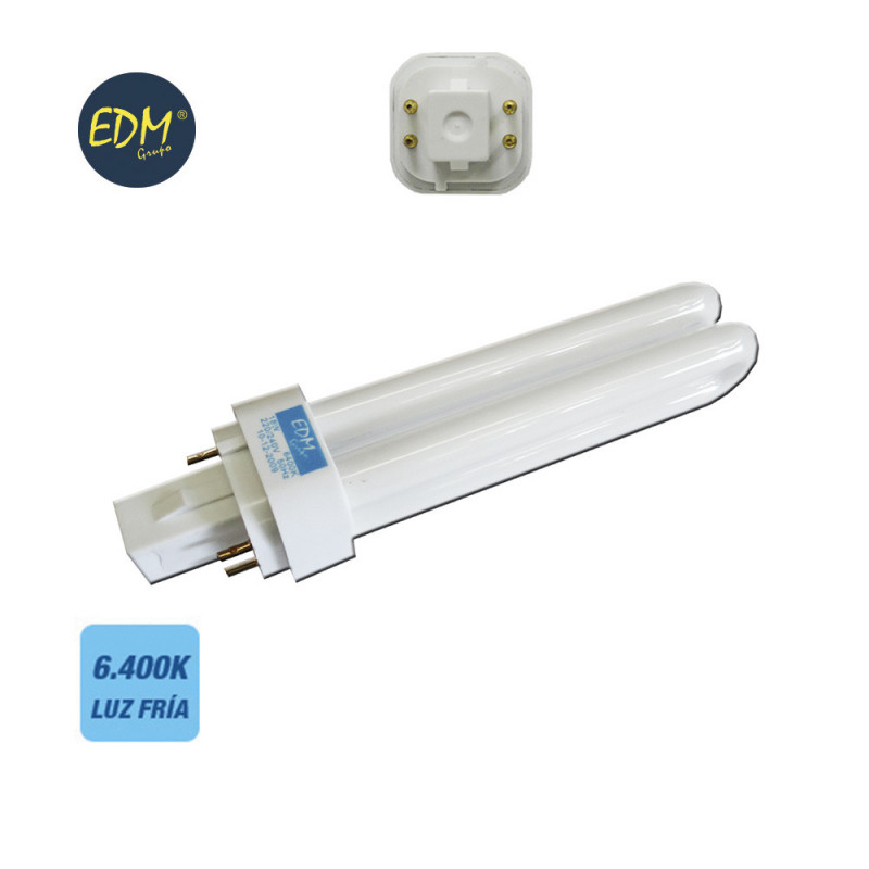 Bombilla bajo consumo pld-4 pin 26w luz fria 6.400k 4 pin edm Bombilla bajo consumo pld-4 pin 26w luz fria 6.400k 4 pin edm