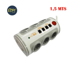 comprar Base multipl. 6 tomas con int. t-tl 1,5mts 3x1,5mm toma usb+tj11+rj45 Edm online - EDM