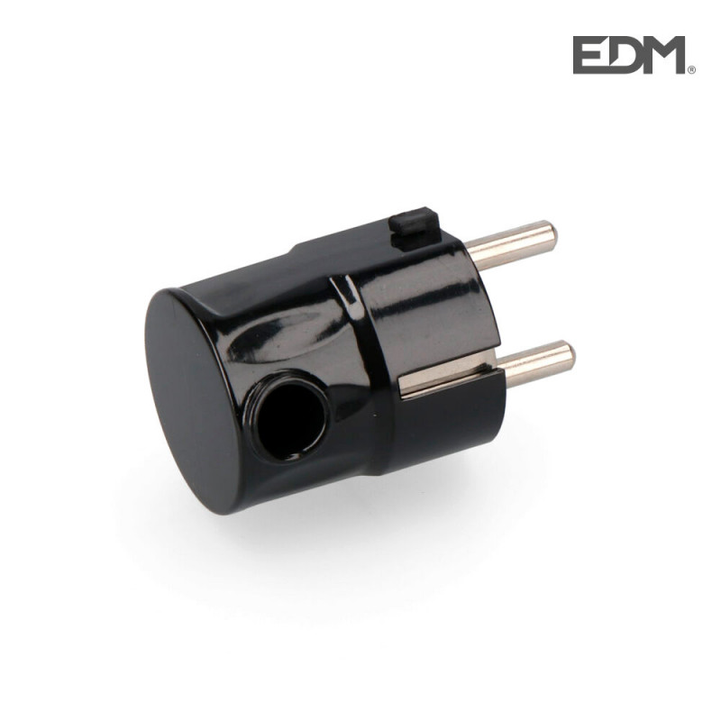 Clavija schuko s/lateral 4,8mm negra envasada (602207) Clavija schuko s/lateral 4,8mm negra envasada (602207)
