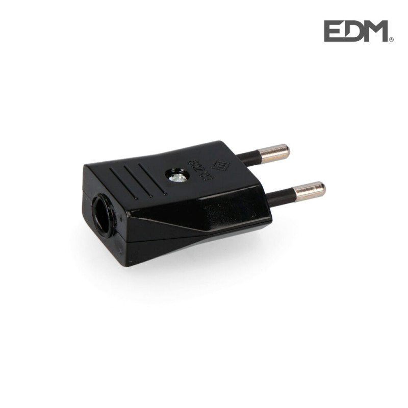 Clavija 10a 250v negra retractilada edm Clavija 10a 250v negra retractilada edm