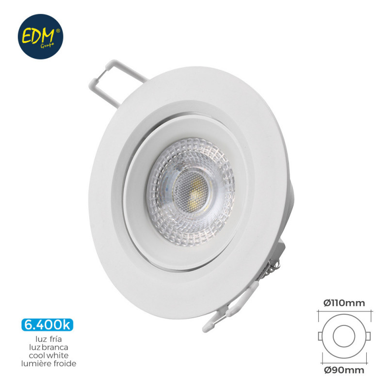 Downlight led empotrable 5w 6.400k redondo marco blanco edm Downlight led empotrable 5w 6.400k redondo marco blanco edm