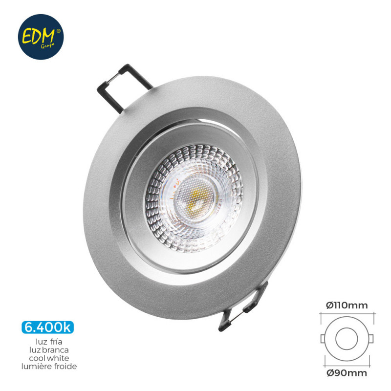Downlight led empotrable 5w 380 lumen 6.400k redondo marco cromo edm Downlight led empotrable 5w 380 lumen 6.400k redondo marco cromo edm