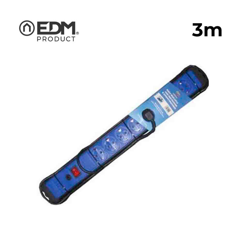 Base multiple 6 tomas con protector+interruptor 3 mts Base multiple 6 tomas con protector+interruptor 3 mts