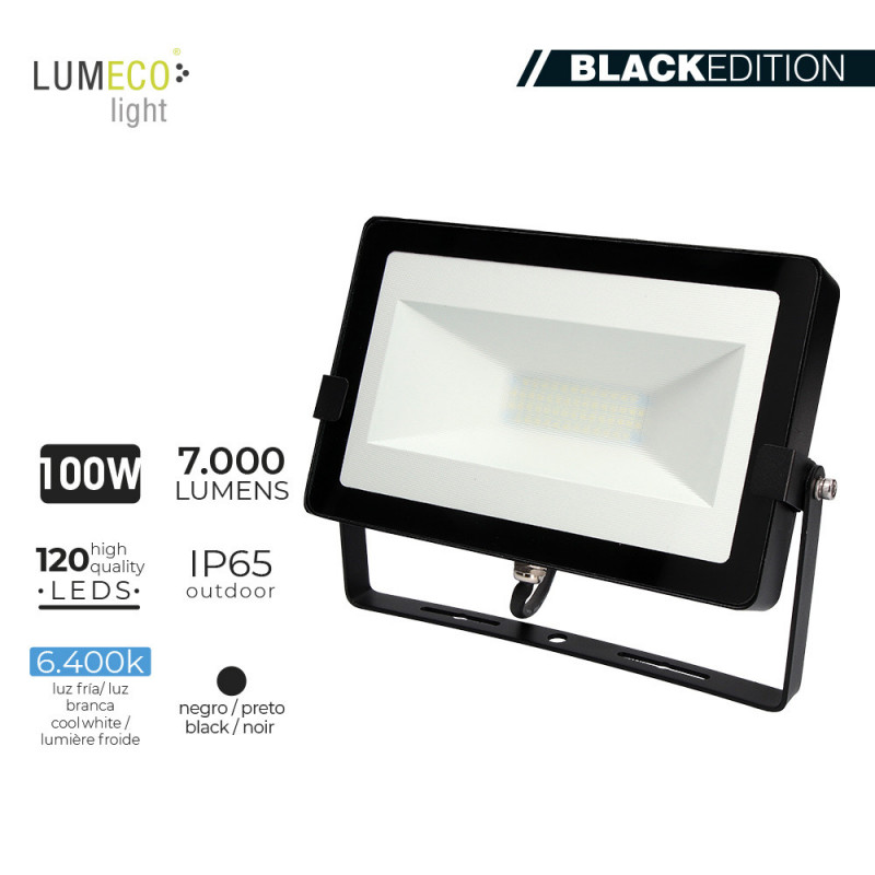 Foco proyector led 100w 6400k 7000 lumen "black edition" lumeco Foco proyector led 100w 6400k 7000 lumen "black edition" lumeco