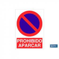 SEÑAL POLIESTIRENO PROHIBIDO APARCAR 297X210MM