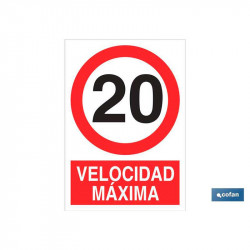 comprar Señal informativa adhesiva "Velocidad máxima 20" de Cofan online - Cofan