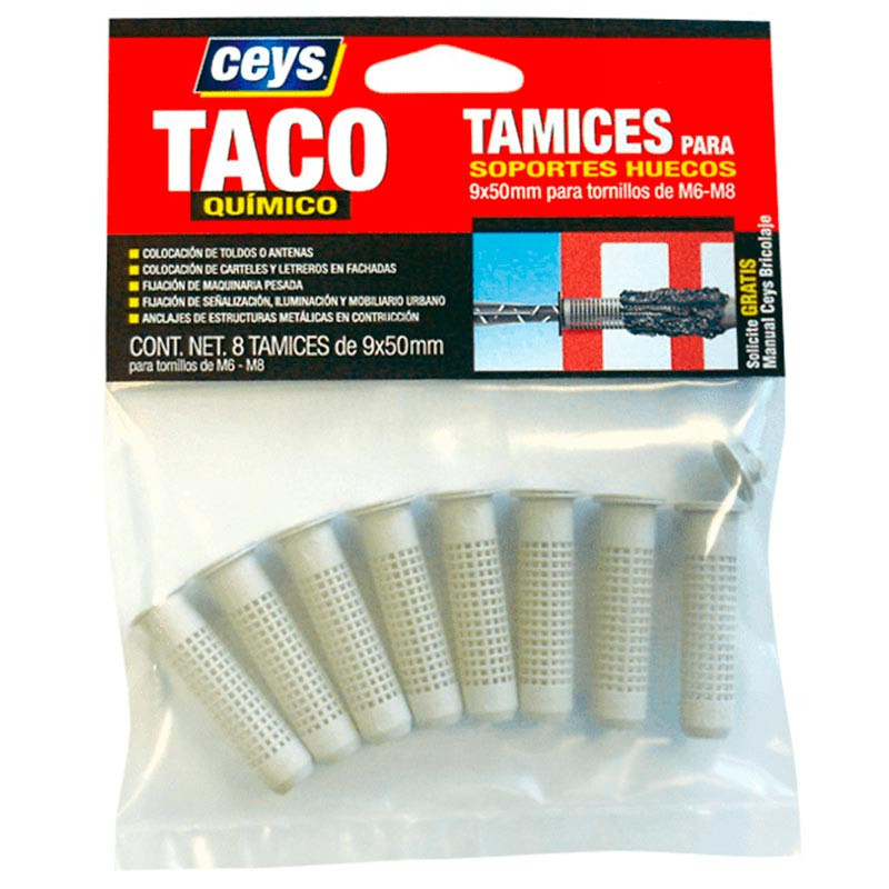 Tamiz nylon taco anclaje químico para fijación en materiales como ladr –