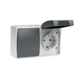 comprar Interruptor- Conmutador + Base Enchufe 2P +TT ATLANTIS de exterior. Simon online - Simon