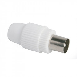 Conector Macho Recto Cable TV 9,5MM Blanco. Simon