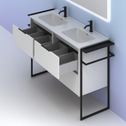 comprar Set Keiko 120cm 4 Cajones Blanco Brillo online - Amizuva
