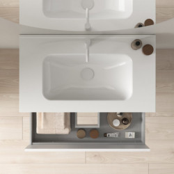 comprar Set Suki 60cm 2 Cajones Blanco Brillo online - Amizuva