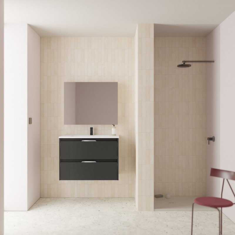 comprar Set Suki 80cm 2 Cajones Antracita Brillo online - Amizuva