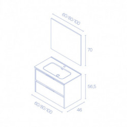 comprar Set Suki 100cm 2 Cajones Blanco Brillo online - Amizuva