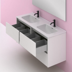 comprar Set Suki 120cm 4 Cajones Blanco Brillo online - Amizuva