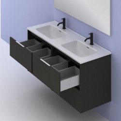 comprar Set Suki 120cm 4 Cajones Antracita Brillo online - Amizuva