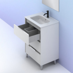 comprar Set Suki 60cm 3 Cajones Blanco Brillo online - Amizuva