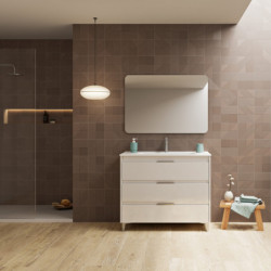 comprar Set Suki 100cm 3 Cajones Blanco Brillo online - Amizuva