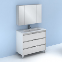 comprar Set Suki 100cm 3 Cajones Blanco Brillo online - Amizuva