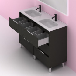 comprar Set Suki 120cm 6 Cajones Antracita Brillo online - Amizuva