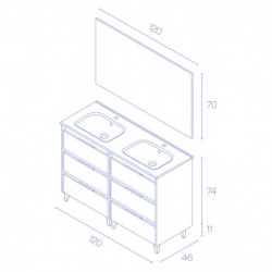 comprar Set Suki 120cm 6 Cajones Gris Arenado online - Amizuva