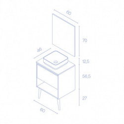 comprar Set Nara Top 60cm 1 Cajón+1 Hueco Blanco Mate-Roble Are online - Amizuva