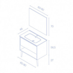 comprar Set Nara 80cm 1 Cajón+1 Hueco Blanco Mate-Roble Are online - Amizuva