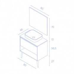comprar Set Nara Top 80cm 1 Cajón+1 Hueco Blanco Mate-Roble Are online - Amizuva