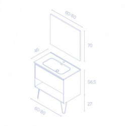 comprar Set Yoko 80cm 1 Cajón+1 Hueco Roble Arenado online - Amizuva