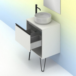 comprar Set Yoko Top 60cm 1 Cajón+1 Hueco Blanco Brillo online - Amizuva