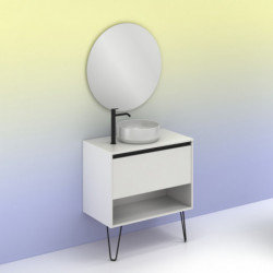 comprar Set Yoko Top 80cm 1 Cajón+1 Hueco Blanco Brillo online - Amizuva
