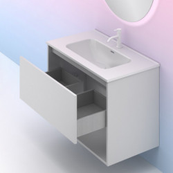 comprar Set Niwa 80cm 1 Cajón+1 Hueco Blanco Brillo online - Amizuva