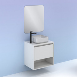 comprar Set Niwa Top 60cm 1 Cajón+1 Hueco Blanco Brillo online - Amizuva