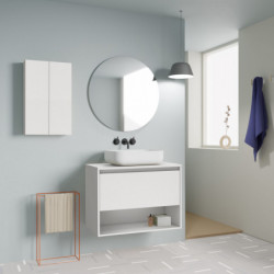 comprar Set Niwa Top 80cm 1 Cajón+1 Hueco Blanco Brillo online - Amizuva