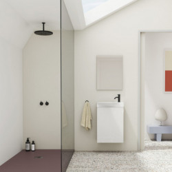 comprar Conjunto Mika Mueble Baño Blanco Brillo 45cm 1 Puerta + Lavabo y Espejo. online - Amizuva