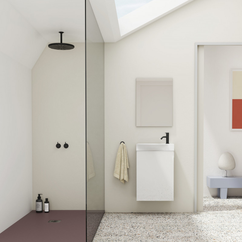 comprar Conjunto Mika Mueble Baño Blanco Brillo 45cm 1 Puerta + Lavabo y Espejo. online - Amizuva