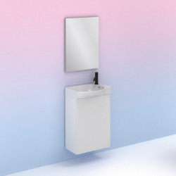 comprar Conjunto Mika Mueble Baño Blanco Brillo 45cm 1 Puerta + Lavabo y Espejo. online - Amizuva