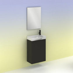 comprar Conjunto Mika Mueble Baño Antracita Brillo 45cm 1 Puerta + Lavabo y Espejo. online - Amizuva