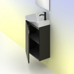 comprar Conjunto Mika Mueble Baño Antracita Brillo 45cm 1 Puerta + Lavabo y Espejo. online - Amizuva