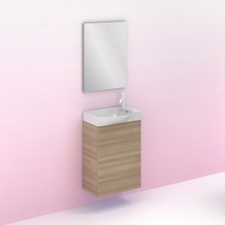 comprar Conjunto Mika Mueble Baño Nogal Arenado 45cm 1 Puerta + Lavabo y Espejo. online - Amizuva