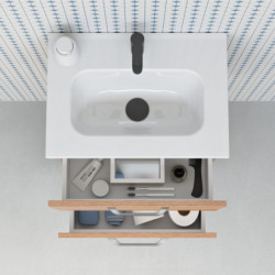 comprar Conjunto Hone Mueble Baño Blanco Brillo 50cm 2 Cajones + Lavabo y Espejo. online - Amizuva