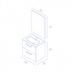 comprar Conjunto Hone Mueble Baño Blanco Brillo 50cm 2 Cajones + Lavabo y Espejo. online - Amizuva